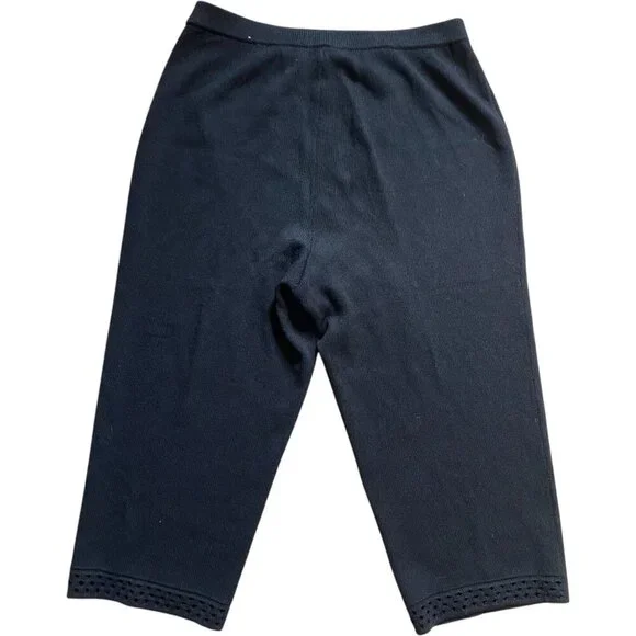 St. John Santana Knit Capri Pant Detail on Hem Black Sz 14 - Picture 5 of 6